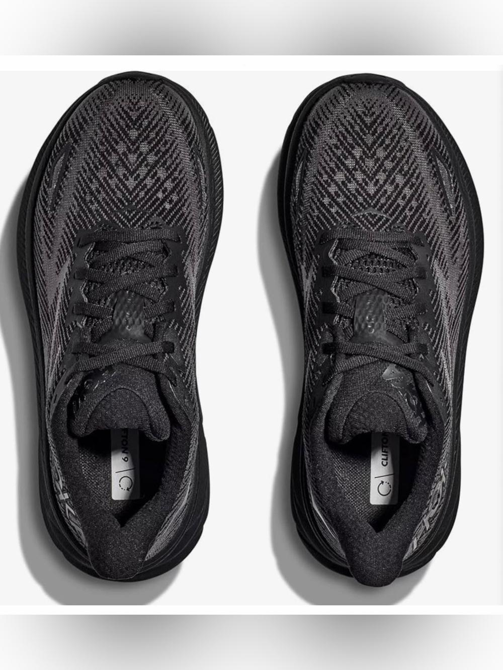 Hoka Women's Black/Black Clifton 9 Performance Running Sneakers - Picture 3 of 12